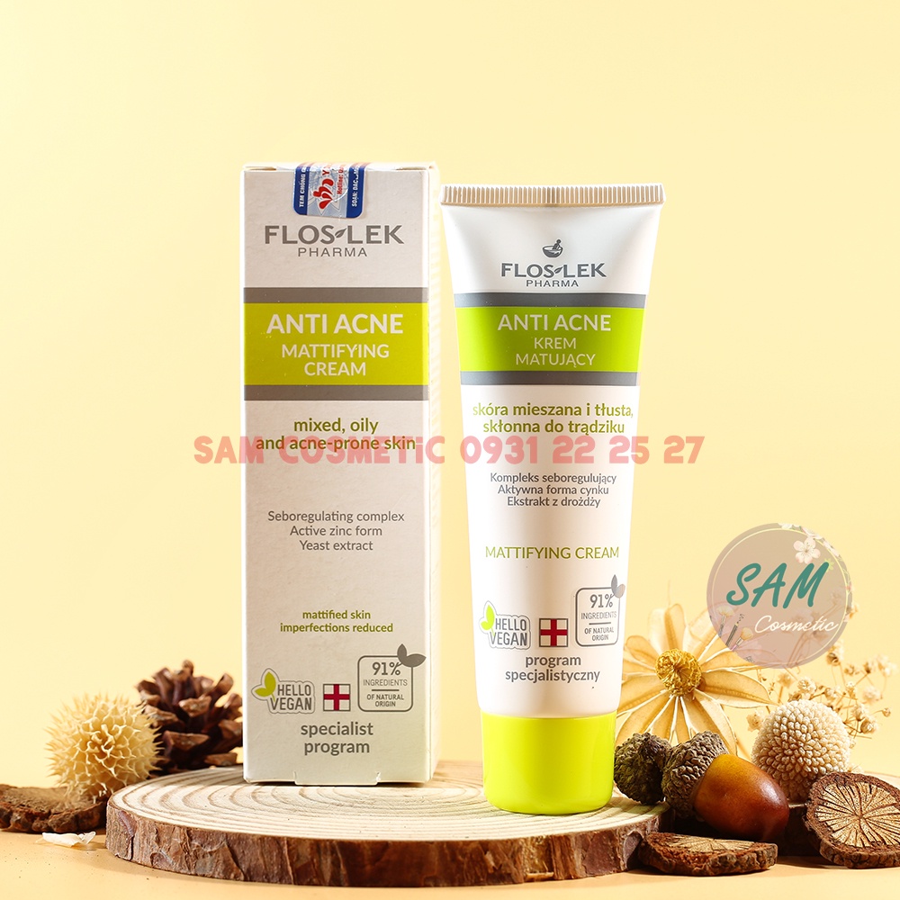 Kem Floslek Anti Acne Mattifying Cream kiểm soát dầu và điều tiết nhờn.