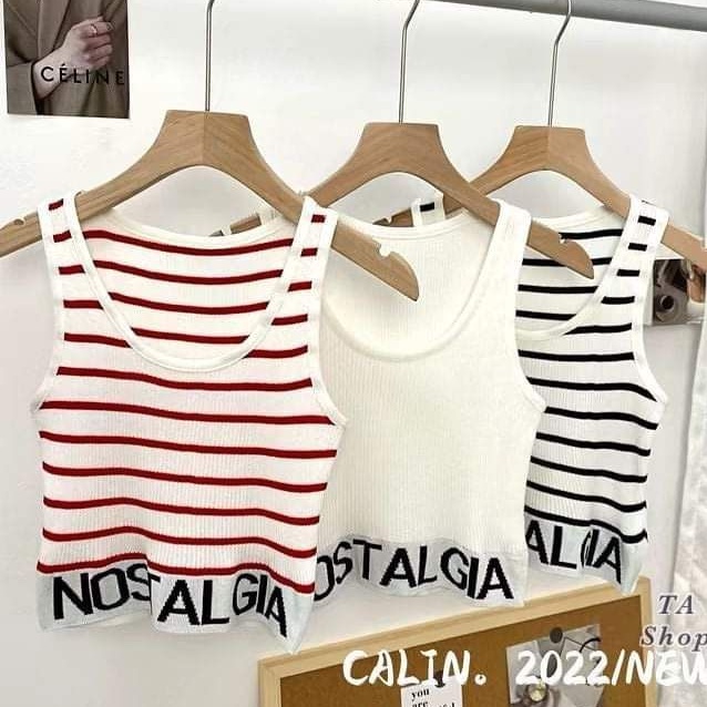 Áo len ba lỗ croptop chữ gấu hàng QC