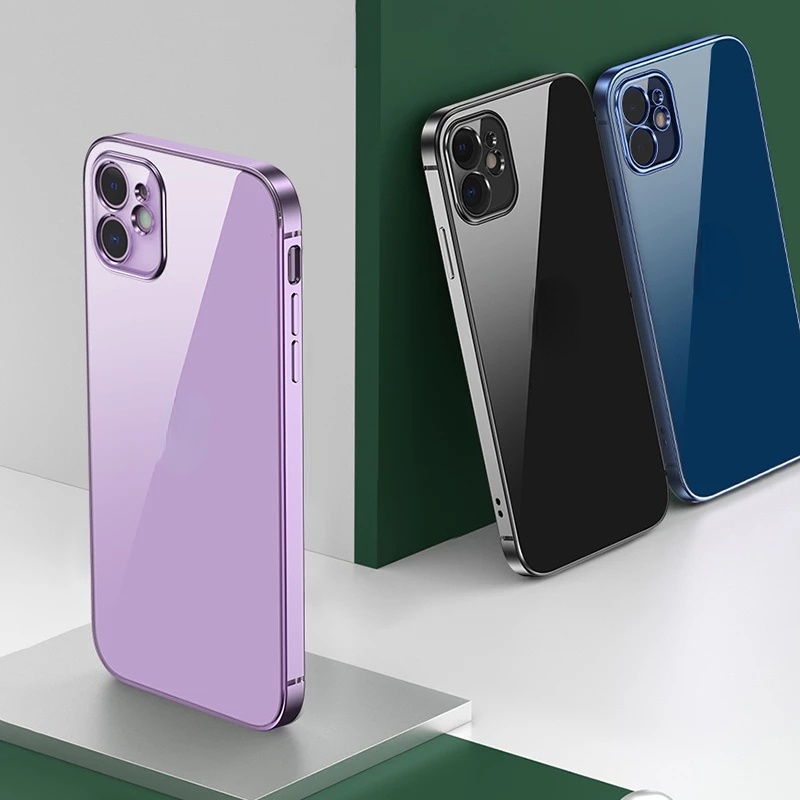 Ốp điện thoại silicon mềm trong suốt khung vuông mạ điện thích hợp cho iPhone 11 12 13 Pro Max XR X XS MAX
