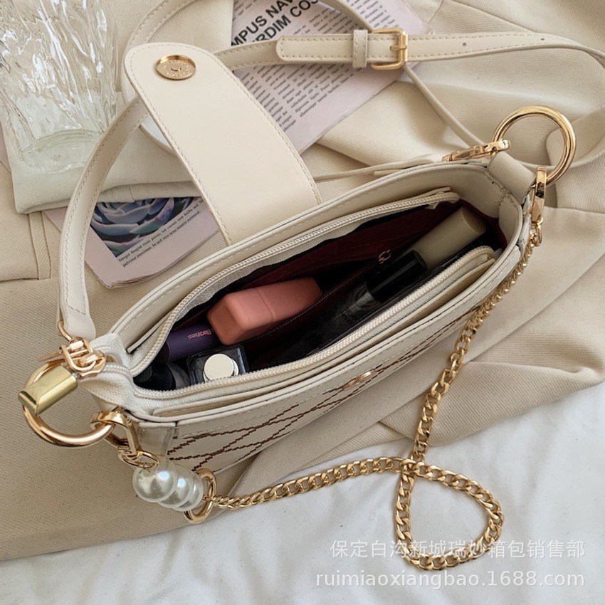 Túi Xách Đeo Chéo Nữ Linh Store Túi Đeo Vai 2 Dây Da Họa Tiết Thêu Trần Trám Siêu Đẹp