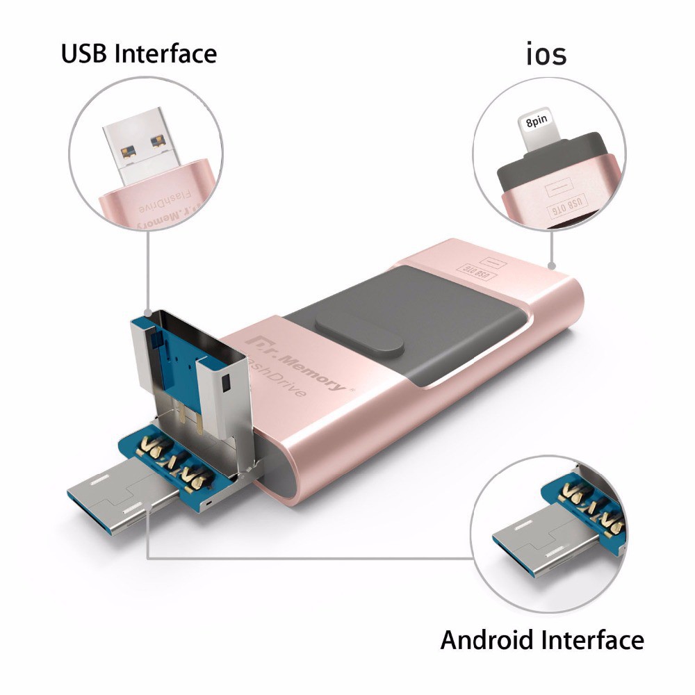 Usb 3 trong 1 gồm Otg Usb I-Flash Drive thích hợp cho Iphone Ipad Pc