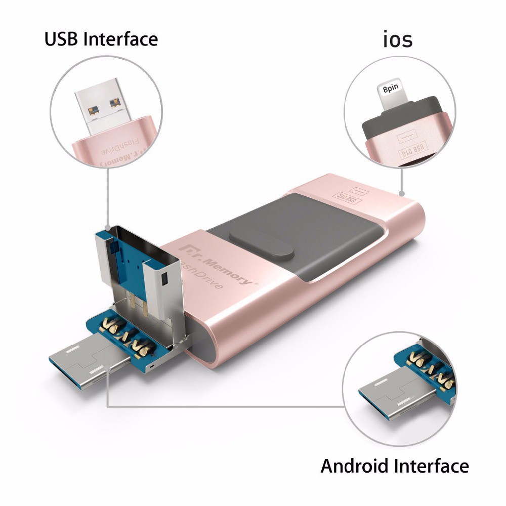 Usb 3 Trong 1 Gồm Otg Usb I-Flash Drive Cho Iphone Ipad Pc