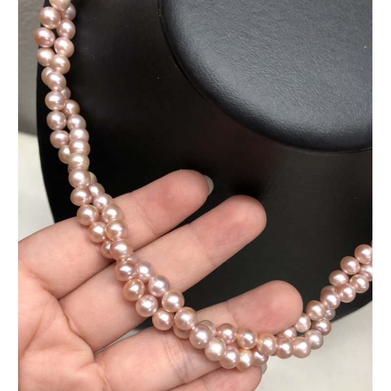 Chuỗi đan xoắn màu hồng tím size 6-7ly