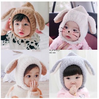 Mũ len cừu cho bé, Mũ trùm đầu tai cừu cho bé cực xinh cực ấm hàng đẹp