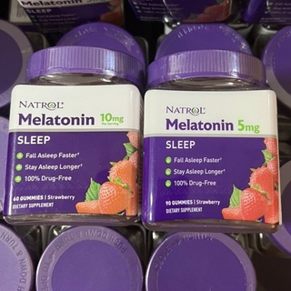Kẹo dẻo hỗ trợ ngủ ngon Natrol Gummies Melatonin 5mg, 10mg Strawberry Mỹ