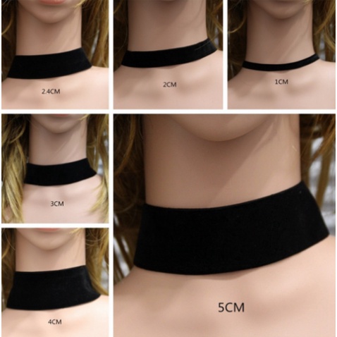 💥💥Vòng Cổ Choker Nhung Trơn Dây Chuyền Đen Sang Trọng Nhiều kích thước 1cm 2cm 3cm 4cm 5cm 000309💥💥