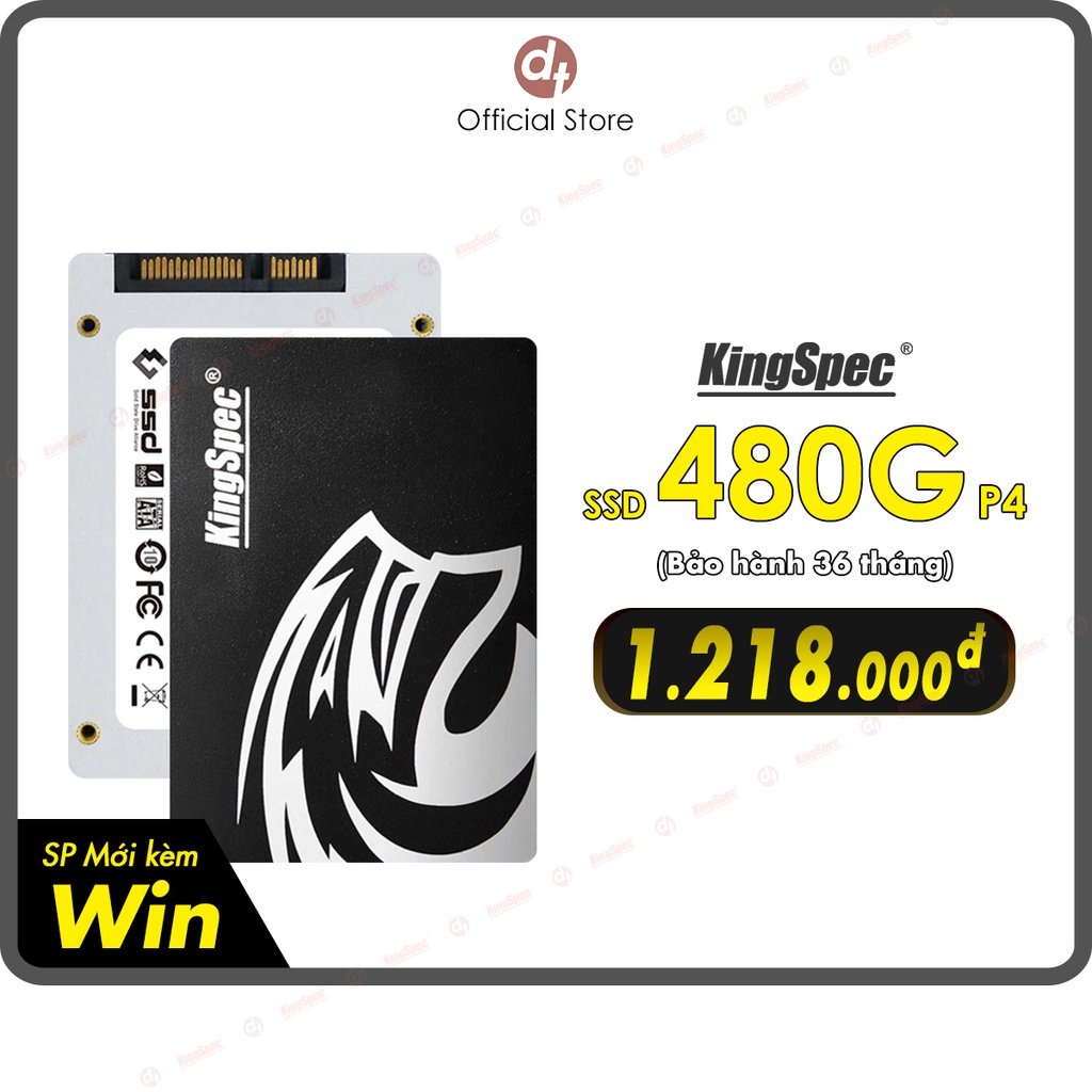 ஐ◊☊Ổ cứng SSD KingSpec 480GB cài sẵn Win 10 , SATA 2.5 | P4 480 - Hàng Chính Hãng