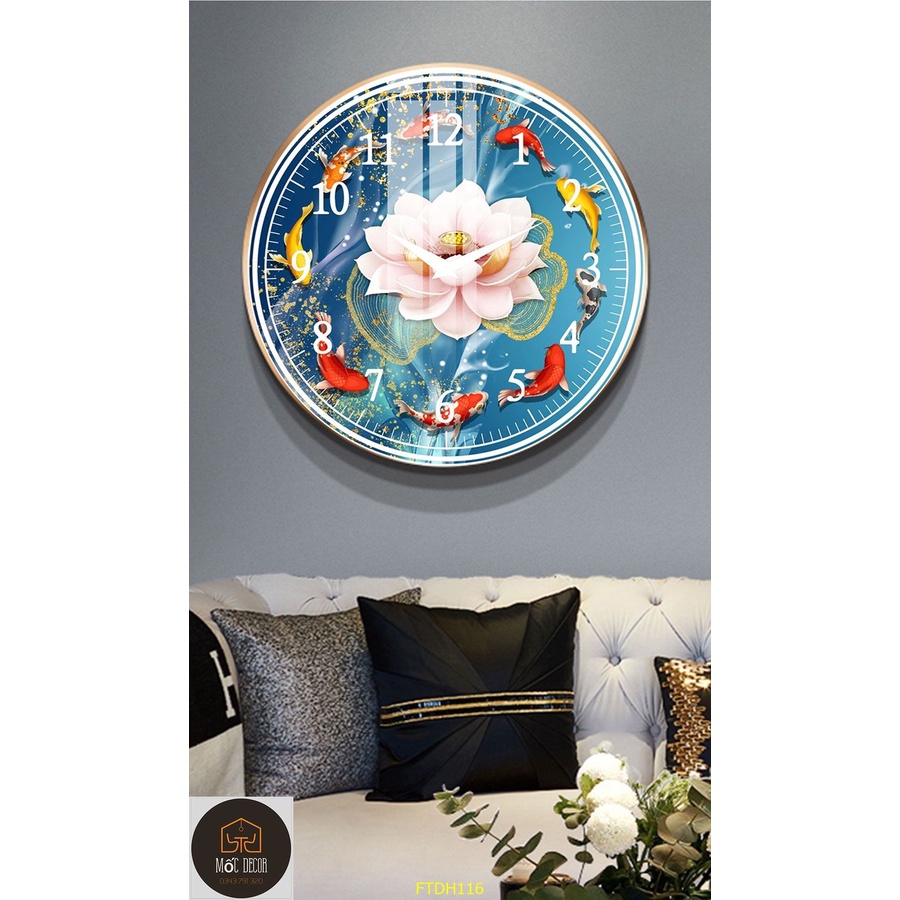 Đồng Hồ Treo Tường Kim Trôi Treo, mặt phủ bóng chạy êm ru có nhiều size để trang trí decor phòng
