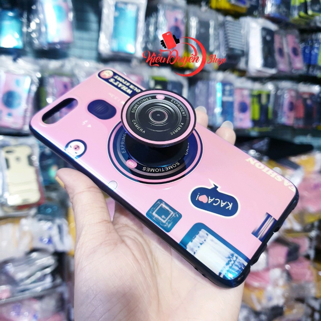 Ốp lưng Realme C2 và Oppo A1k hình máy ảnh kèm giá đỡ và dây đeo