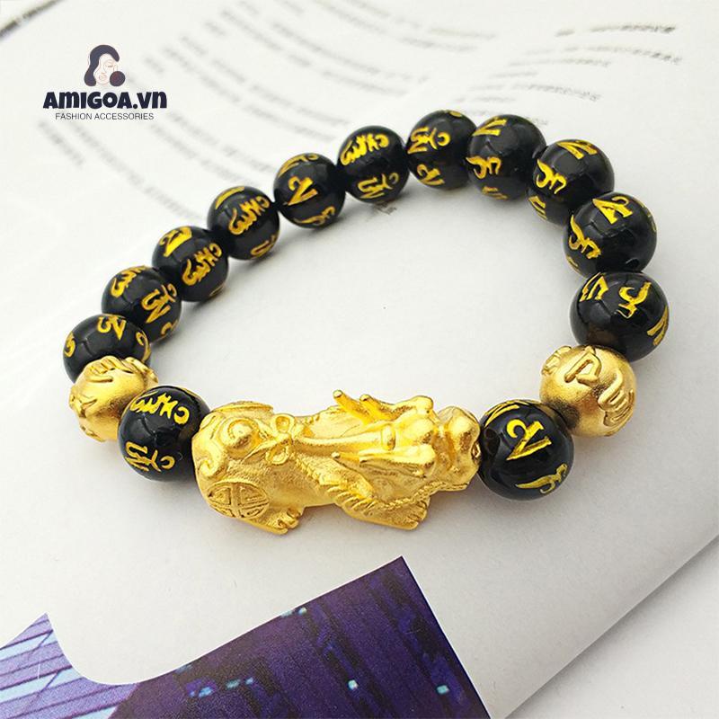 Vòng Tay Chuỗi Hạt Mạ Vàng Phong Cách Phật Giáo Độc Đáo