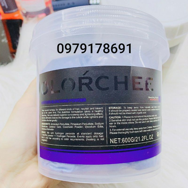 Combo bột tẩy màu xanh OLORCHEE cao cấp 600g và bột tẩy màu xanh BOYI 500ml