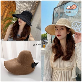 Mũ Cói Hở Đầu Gấp Gọn Có Nơ