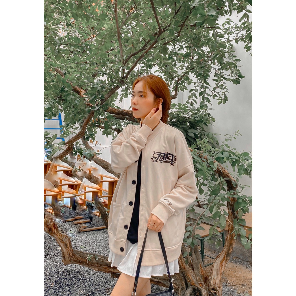 Áo khoác Cardigan nữ màu tan chất nỉ Forest