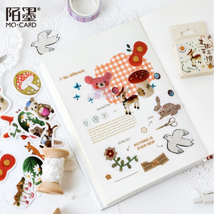 Bộ 46 Sticker Động Vật &amp; Cây Cối Mùa Đông Tuyết Rơi E62