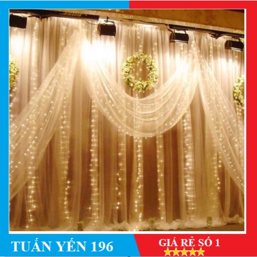 Dây đèn LED màn rèm 6m x 3m 24 sợi thả chống nước chuyên trang trí ngoài trời
