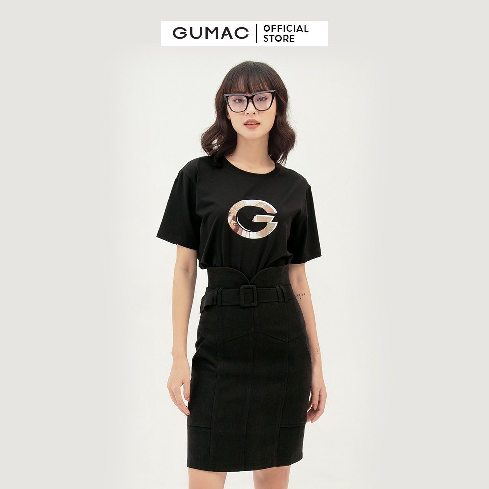 Áo thun nữ in chữ G GUMAC form basic nhiều màu, tay ngắn năng động AMB379 | BigBuy360 - bigbuy360.vn