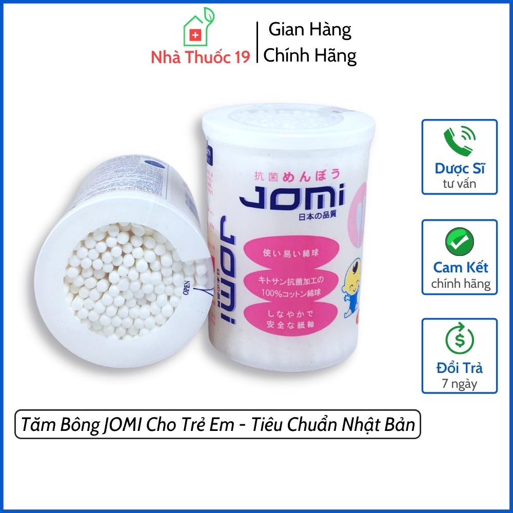 Tăm Bông JOMI Kháng Khuẩn Cho Trẻ Em, Bông Ngoáy Tai Đầu Tròn Và Đầu Xoắn Lấy Ráy Tai, Từ Nhật Bản (Hộp 160 Que)