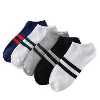 Vớ tất Hàn Quốc 02 sọc cổ thấp cotton thấm hút mồ hôi thoáng mát siêu đẹp ulzzang