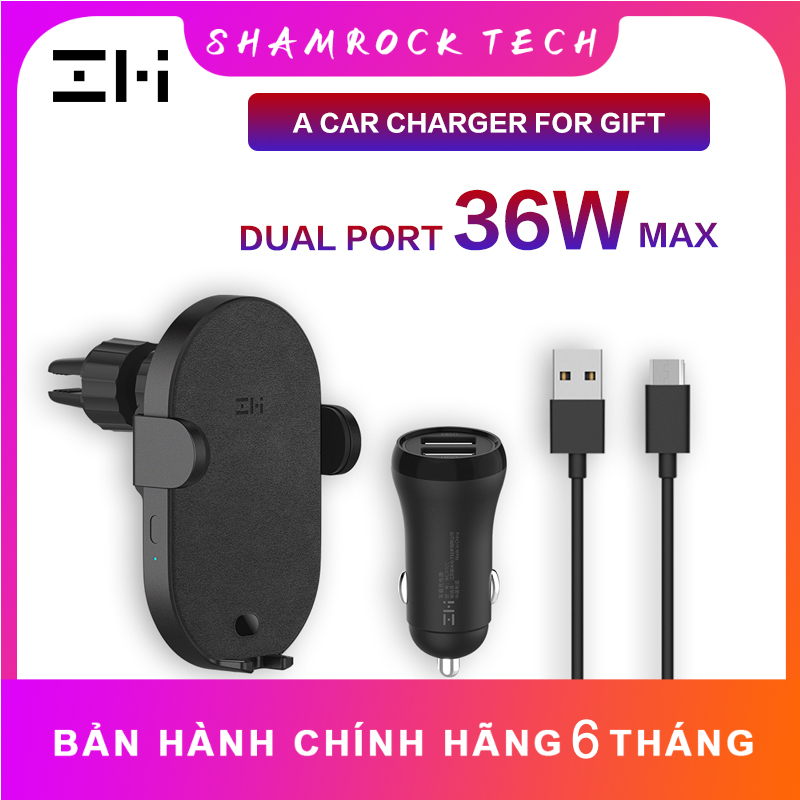 Sạc Không Dây Ô Tô ZMI WCJ11 Kiêm Đế Giữ Điện Thoại, Sạc Nhanh 10W