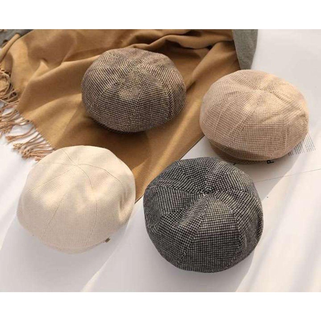 Mũ Nồi Beret Giữ Ấm Phong Cách Vintage Cho Nữ