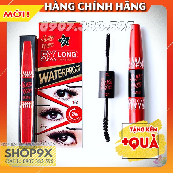 Mascara Cong Dài Mi X5 - SIVANNA SUPER MODEL 5X LONG DEEP BLACK