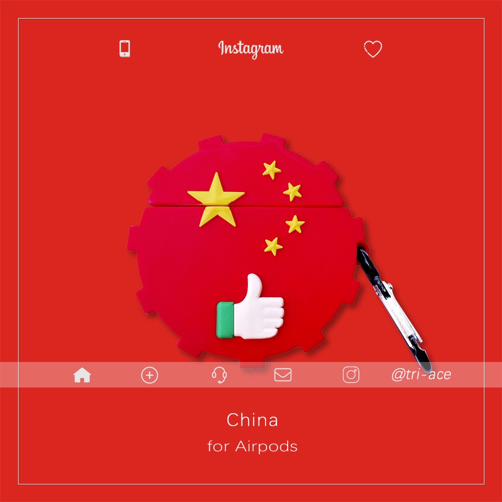 Thời Trang Vỏ Bảo Vệ Hộp Sạc Tai Nghe Airpods Pro 1 / 2 / 3 Hình Cờ Trung Quốc