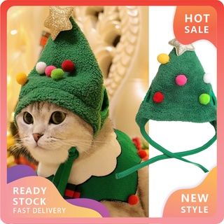 Mũ beanie họa tiết cây thông giáng sinh cho thú cưng