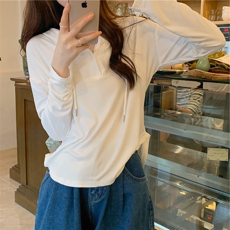 Áo Thun Tay Dài Màu Trơn Phong Cách Hàn Quốc Thời Trang Mùa Thu Cho Nữ JH-CX-75