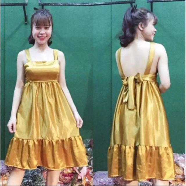 Đầm nữ đuôi cá phi lụa thắt nơ
