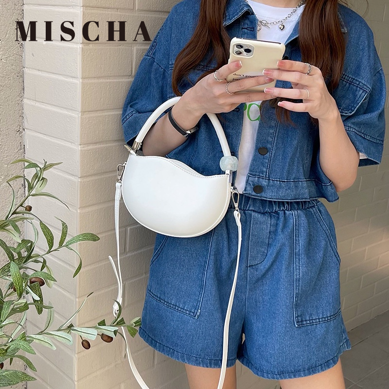 MISCHA Túi Xách Da PU Màu Trơn Thời Trang Cao Cấp