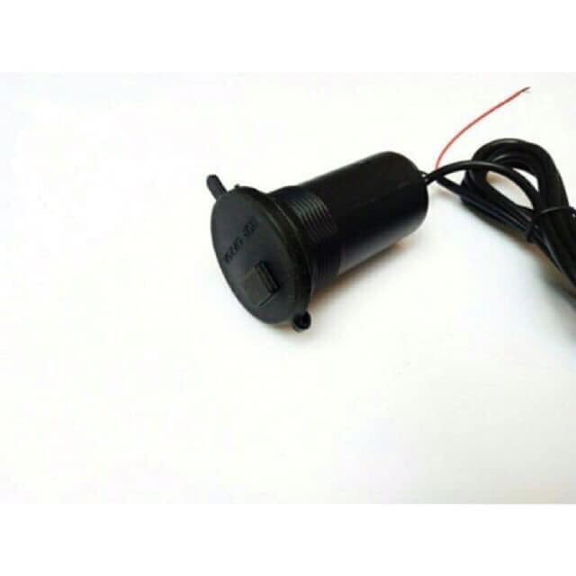 Tẩu sạc xe máy , sạc điện thoại lắp xe máy 2,1A -12v  nối bình ắc quy xe máy, cổng usb, có nút bật tắt acquy