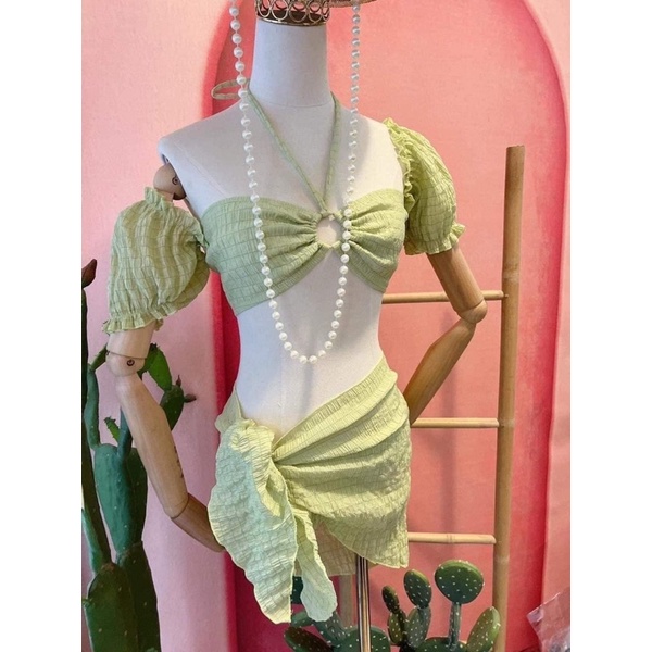 Bikini đi biển sexy kèm khăn- Đồ bơi nữ 2 mảnh quấn khăn sang chảnh- shopnabi