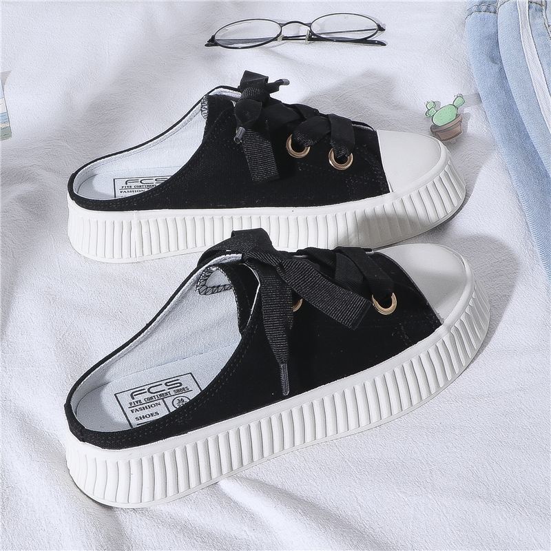 Giày canvas Không Gót Phong Cách Hàn Quốc Thời Trang Xuân Hè 2021 Cho Nữ Sinh