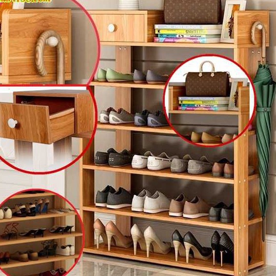 Kệ giày dép bằng gỗ lắp ráp 5 tầng cao cấp bền đẹp