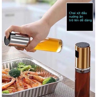 Bình Xịt Dầu Ăn Thủy Tinh, Chai Xịt Dầu Ăn Phun Sương Dùng Cho Nồi Chiên, Salad, Nướng 100m