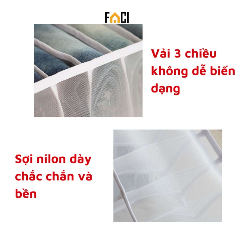 Túi vải đựng quần áo 7 ngăn size to túi đựng quần Jean Khay vải lưới đựng đồ sắp xếp tủ quần áo tiện lợi