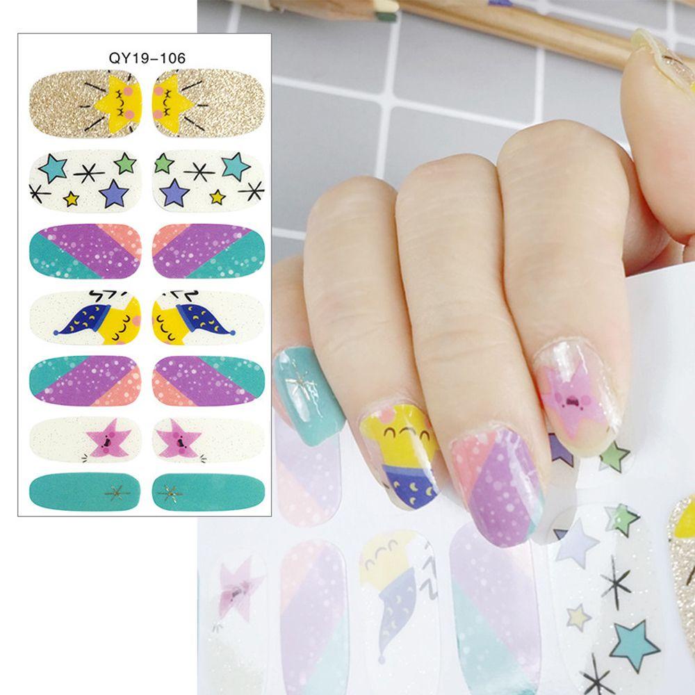 Bộ 14 Miếng Dán Trang Trí Móng Tay Họa Tiết Hoạt Hình Dễ Thương DIY