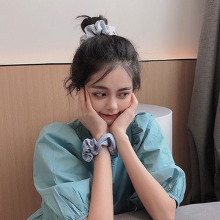 Dây cột tóc caro Scrunchies Hàn Quốc