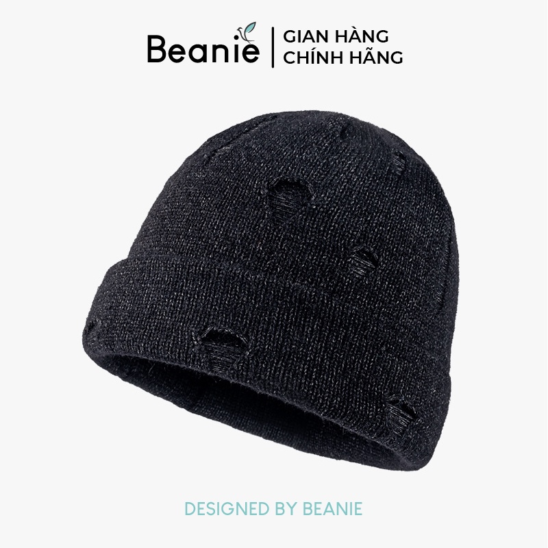 Mũ Len Thêu Rách BEANIE Hình Quả Dưa Giữ Ấm, Nón Len Mùa Đông Dành Cho Nam Nữ Dệt Kim Cao Cấp B023