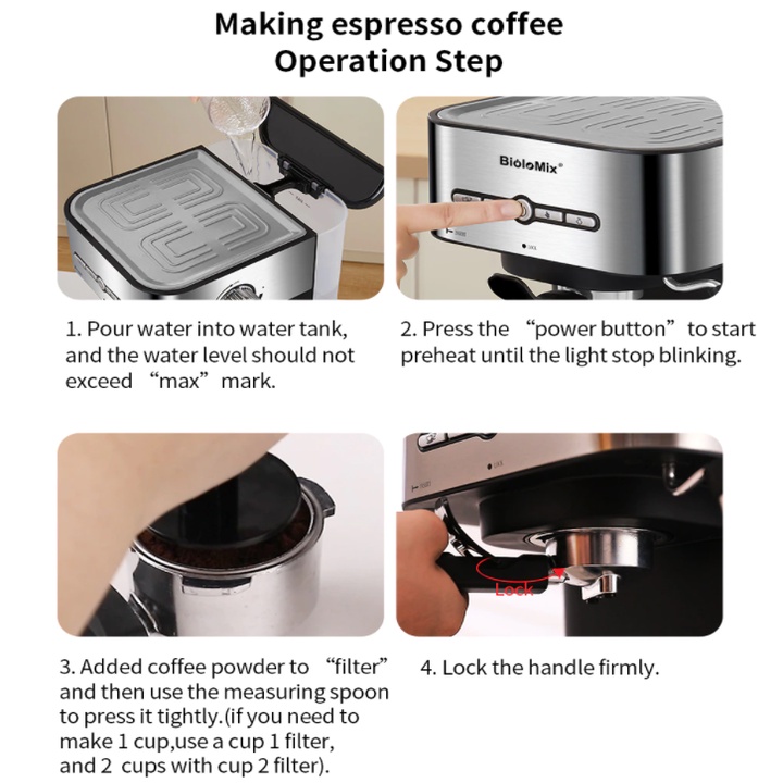 Máy pha cà phê Espresso thương hiệu cao cấp BioloMix CM6866 - Hàng Nhập Khẩu Chính Hãng (Bảo hành 12 tháng)