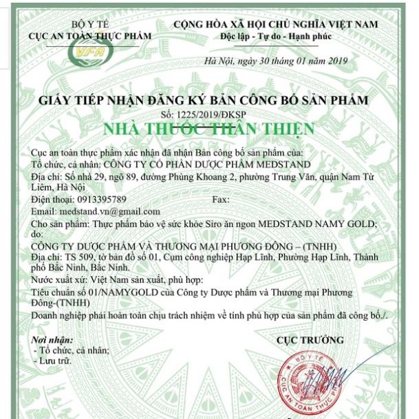 MEDSTAND NAMY GOLD SIRO -Bổ sung vitamin và khoáng chất, kích thích ăn ngon miệng, giảm tình trạng biếng ăn ở trẻ 20 ống