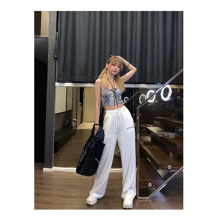 quần ống rộng Lưng Cao Màu Trắng Thời Trang Mùa Hè Phong Cách Hàn Quốc Mới Cho Nữ 2021