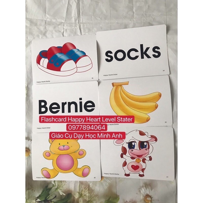 Flashcards  Happy Heart Stater -1-2 đủ bộ ☘️Thẻ dạy Tiếng Anh cho trẻ từ 3-6 tuổi