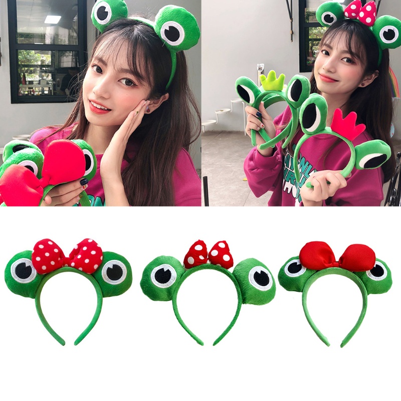 Flgo Băng Đô Rửa Mặt Bằng Vải Lông Nhung Họa Tiết Ếch Hoạt Hình Đáng Yêu Dành Cho Tiệc Tù