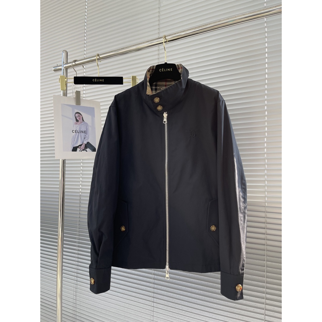 Áo khoác gió hai mặt thời trang cao cấp Burberry BBR thiết kế logo thêu cổ điển, khóa kim loại cao cấp