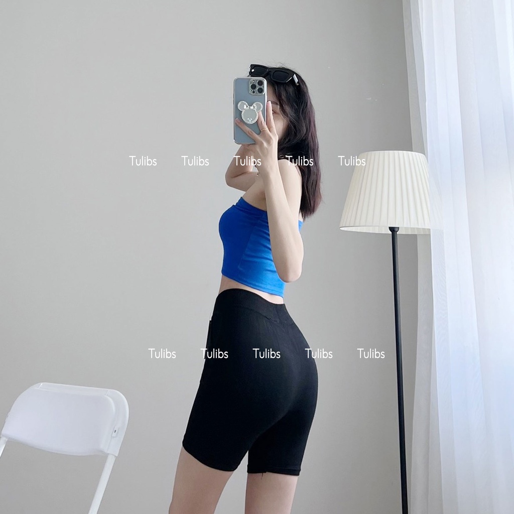 Quần legging đùi nữ lưng cao nâng mông dày dặn cao cấp siêu co giãn Tulibs 3366