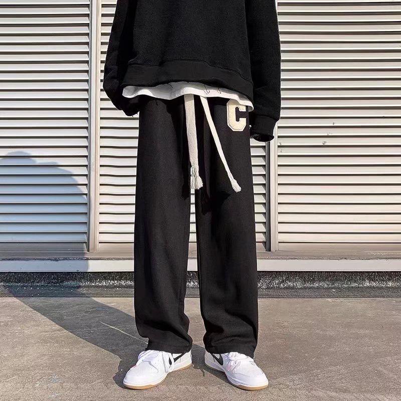 Quần Thể Thao Ống Rộng Thêu Chữ Waffle Có Size M-2XL Cho Nam