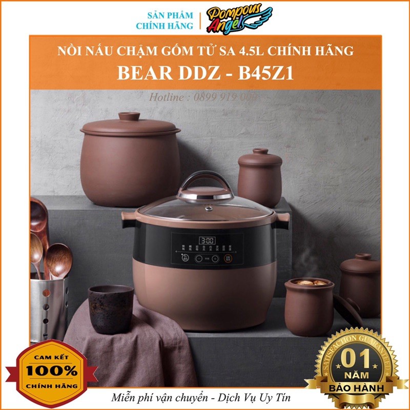 [Sẵn BH12T + Chính hãng] Nồi nấu cháo chậm tử sa 4.5L cách thủy BEAR DDZ-B45Z1 (hầm, chưng yến, kho cá ...)