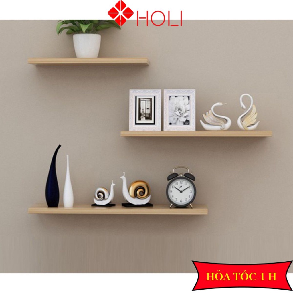 Kệ gỗ trang trí treo tường decor giá trang trí bằng thanh gỗ ngang gắn tường mini phòng khách phòng ngủ
