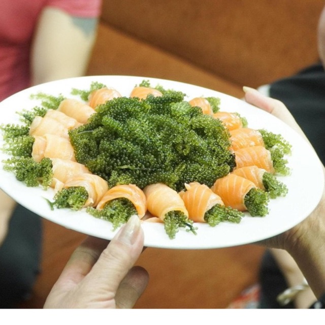 Nguyên Hộp 200gr (10Gói) Rong nho tách nước cao cấp Green food + Tặng 1 Gói sốt mè rang 15ML